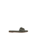 Valentino Garavani VLogo Patent Leather Slide Sandal — Green
