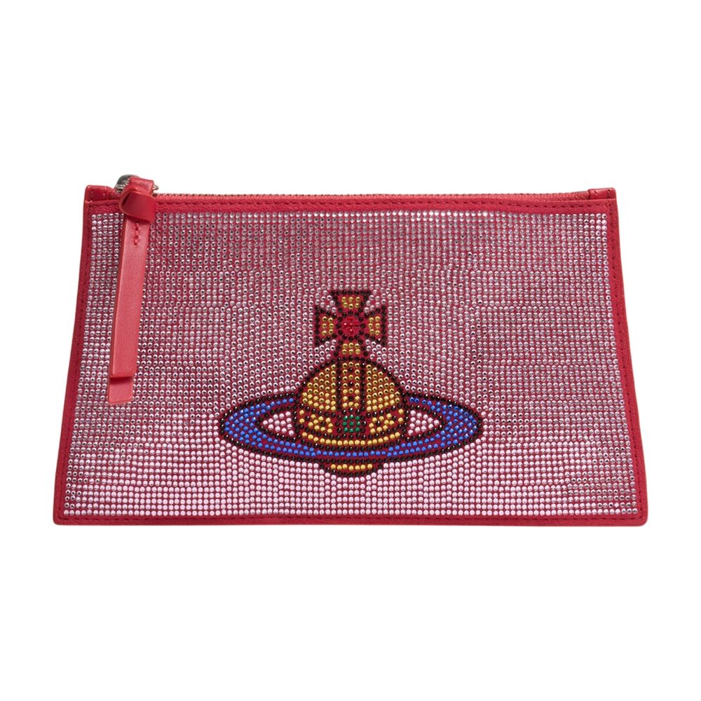 Vivienne Westwood Beaded Orb Logo Clutch — Pink