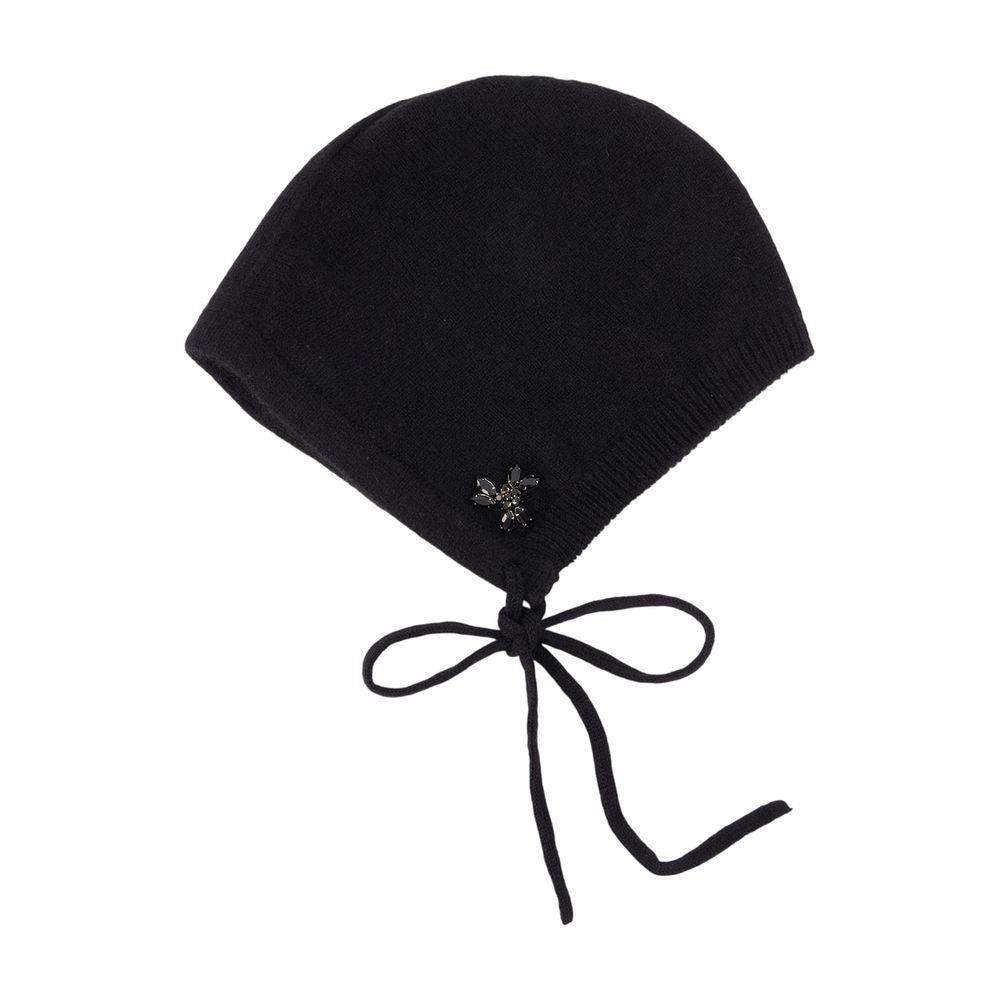 Simone Rocha Cashmere Embroidered Beanie — Black