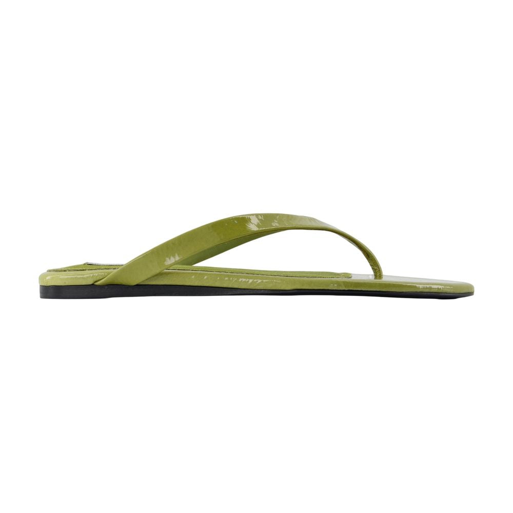 AMI Paris Pointed Toe Leather Sandals — Green