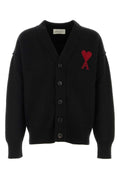 AMI Paris Felted Cardigan — Black