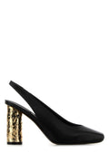 Givenchy Textured Gold Heel Slingback Heel — Black