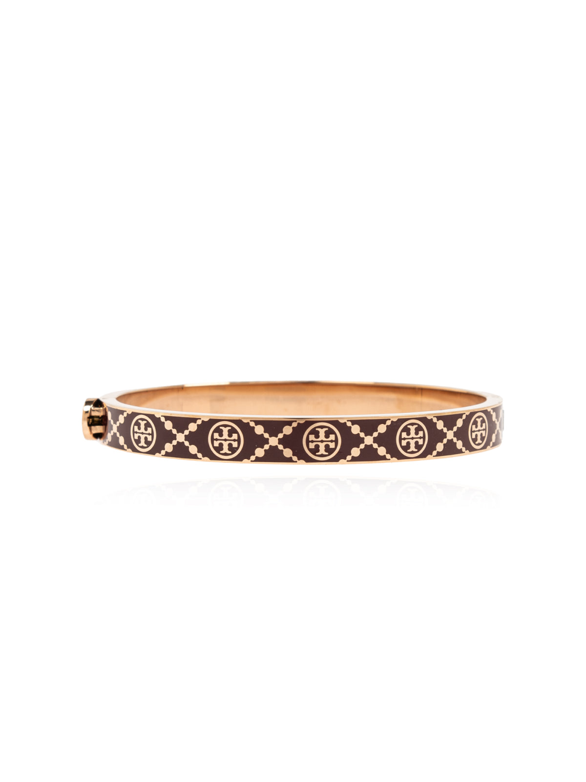 Tory Burch T Monogram Logo Enamel Bracelet — Brown