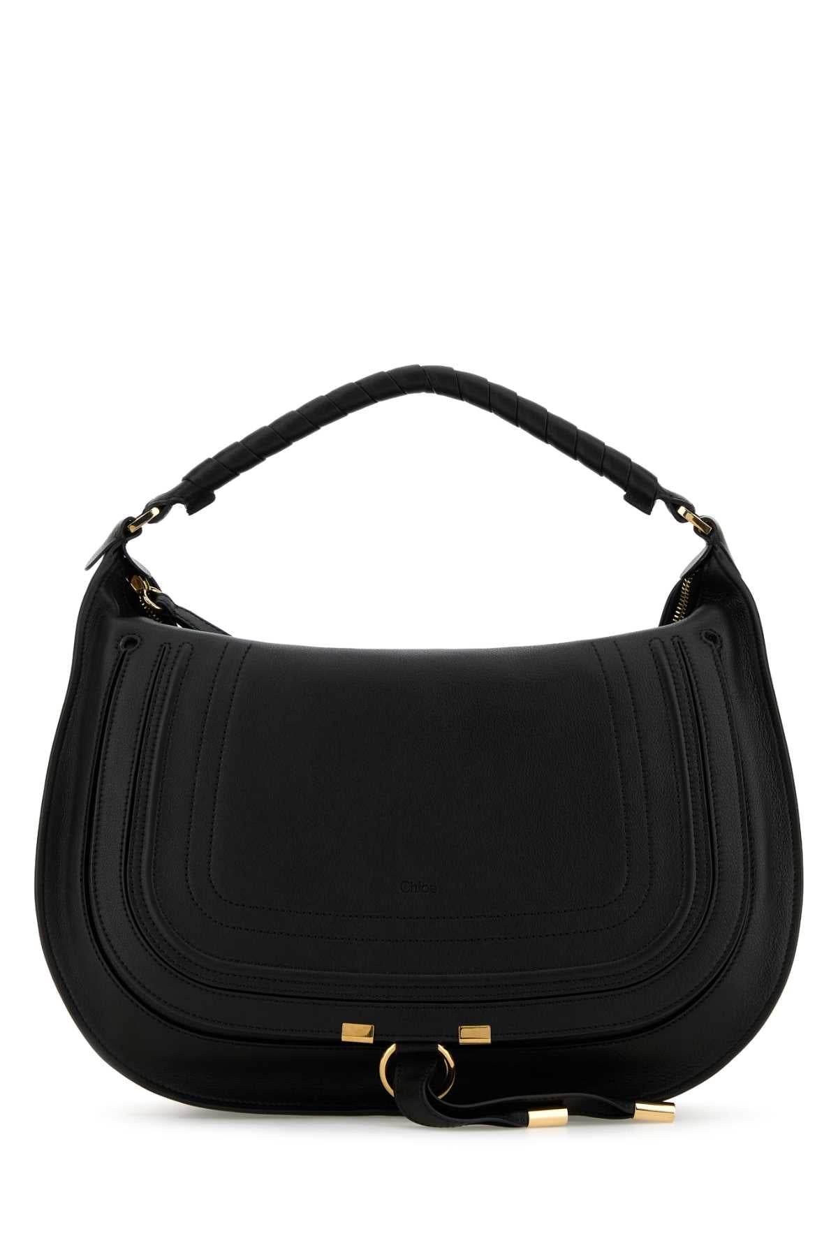 Chloé Curved Quilted Leather Shoulder Bag — Black