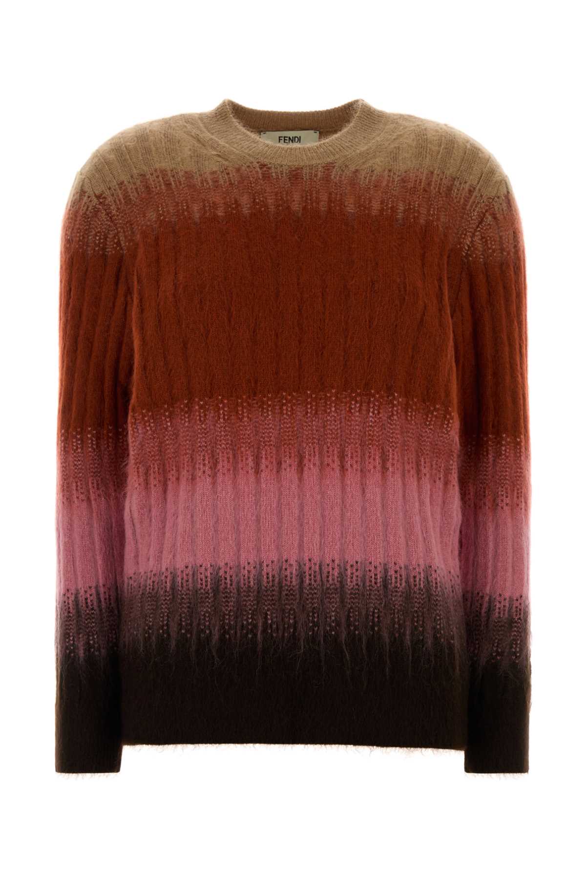Fendi Gradient Mohair-Nylon Blend Sweater — Multicolor
