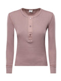 Chloé Ribbed Knit Henley Sweater — Purple