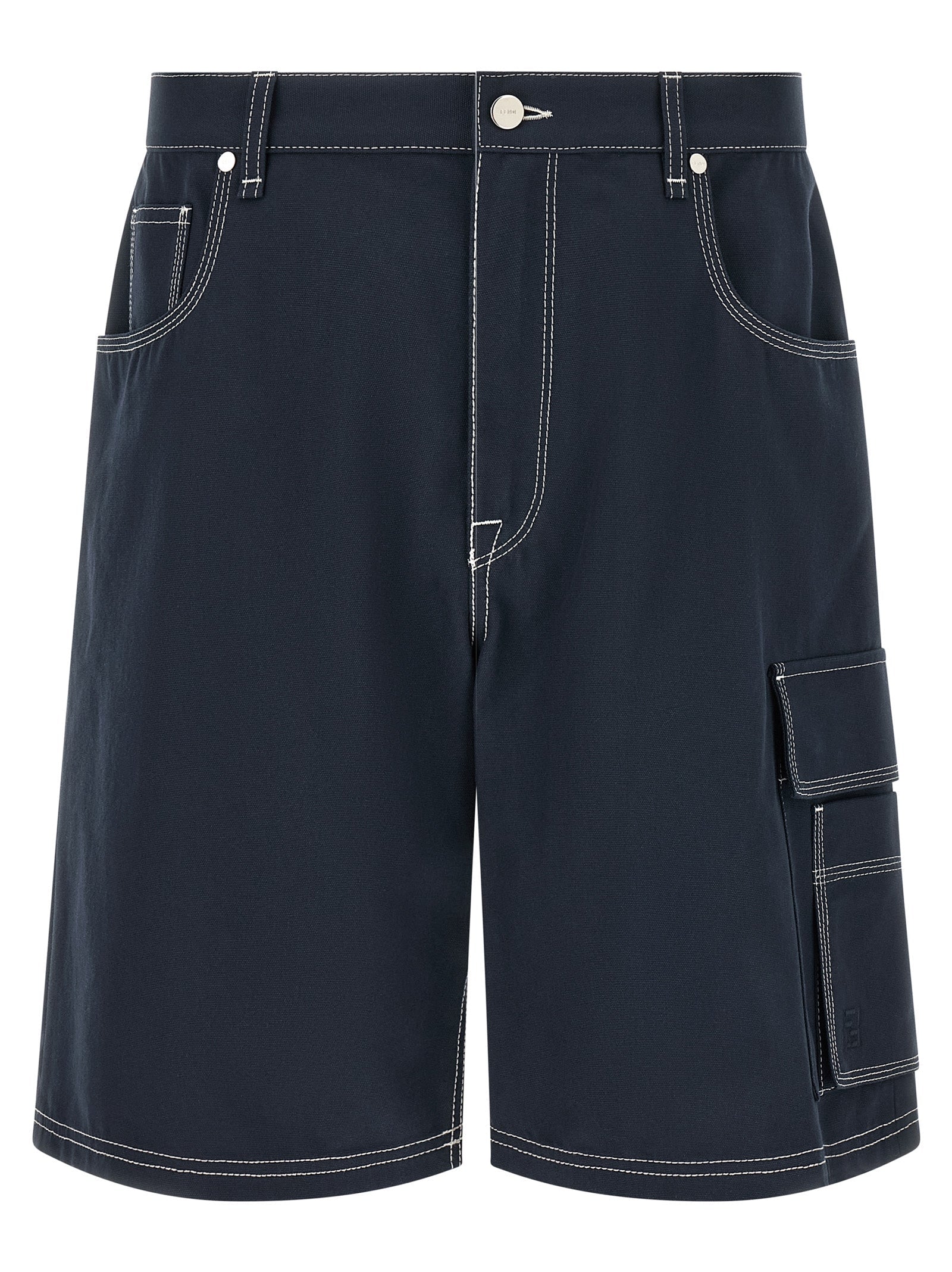 Fendi Cargo-Pocket Cotton Canvas Bermuda Shorts — Navy