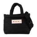 Marni Puffy Nylon Logo-Patch Top Handle Bag — Black