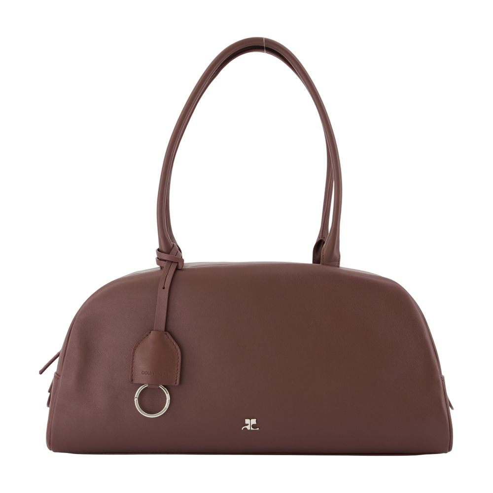 Courreges Leather Shoulder Bag — Burgundy