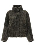 Brunello Cucinelli Textured Lamb Fur Jacket — Gray