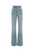 Valentino Garavani High-Waist Button-Front Jeans — Blue