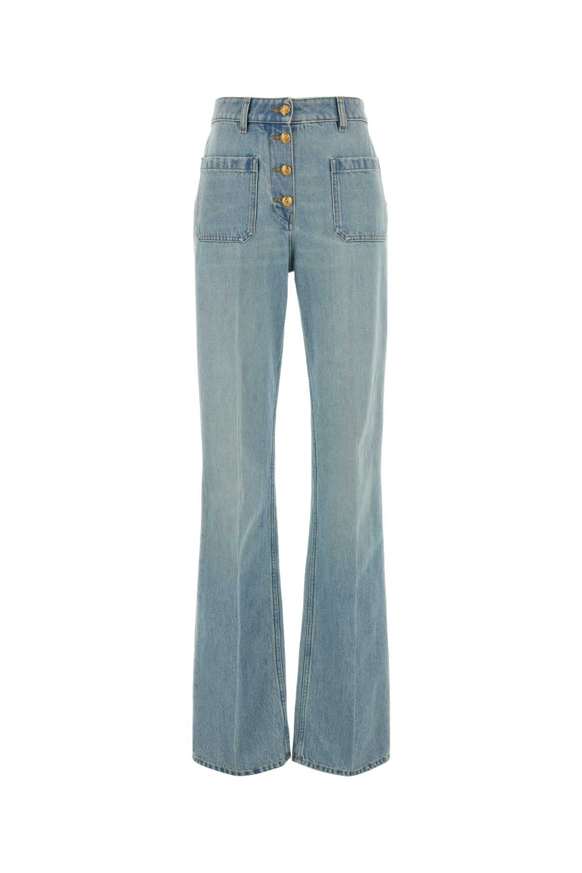 Valentino Garavani High-Waist Button-Front Jeans — Blue