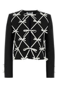 Moschino Bow-Quilted Wool Blazer — Black