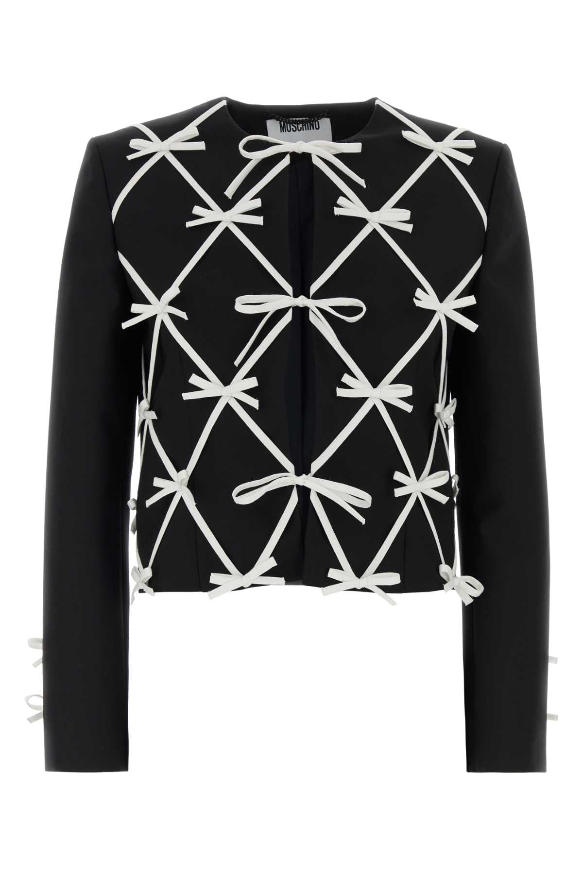 Moschino Bow-Quilted Wool Blazer — Black