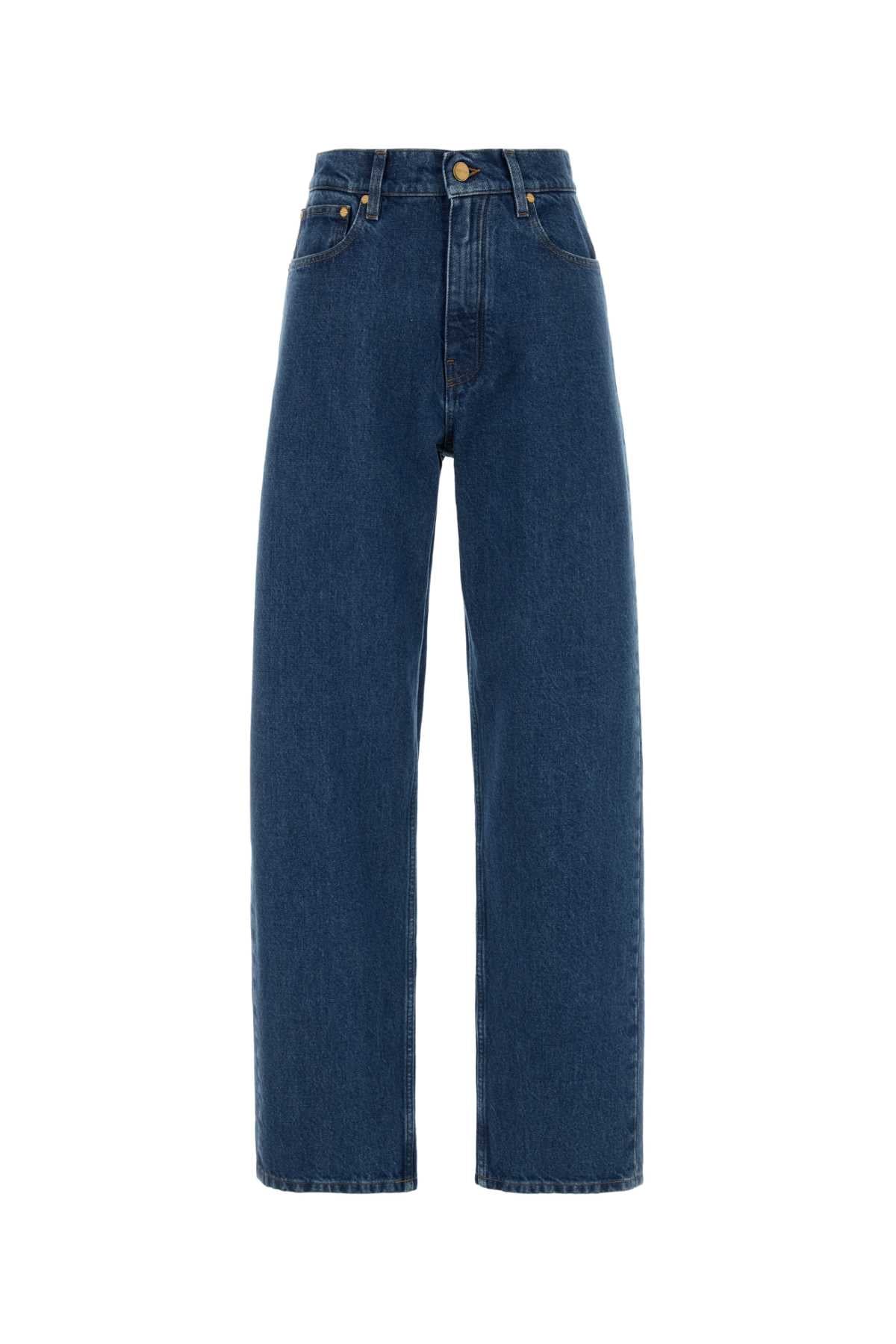 Jil Sander High-Waist Wide-Leg Denim Jeans — Blue
