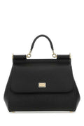 Dolce & Gabbana Textured Calf Leather Top Handle Bag — Black