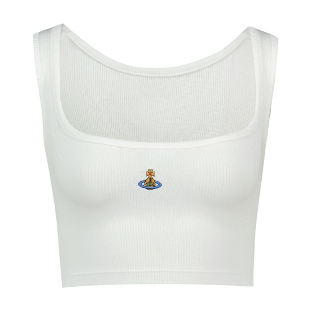 Vivienne Westwood Logo-Embroidered Rib Tank Top — White