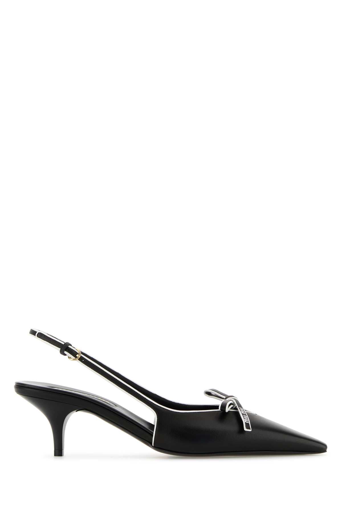 Miu Miu Leather Nappa Slingback Heel — Black