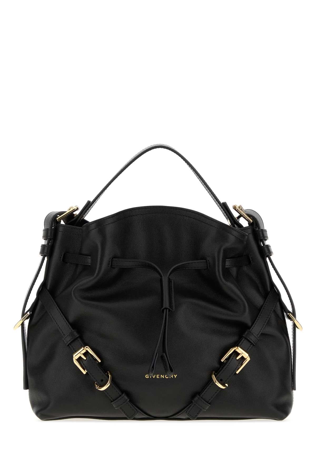 Givenchy Drawstring Leather Shoulder Bag — Black