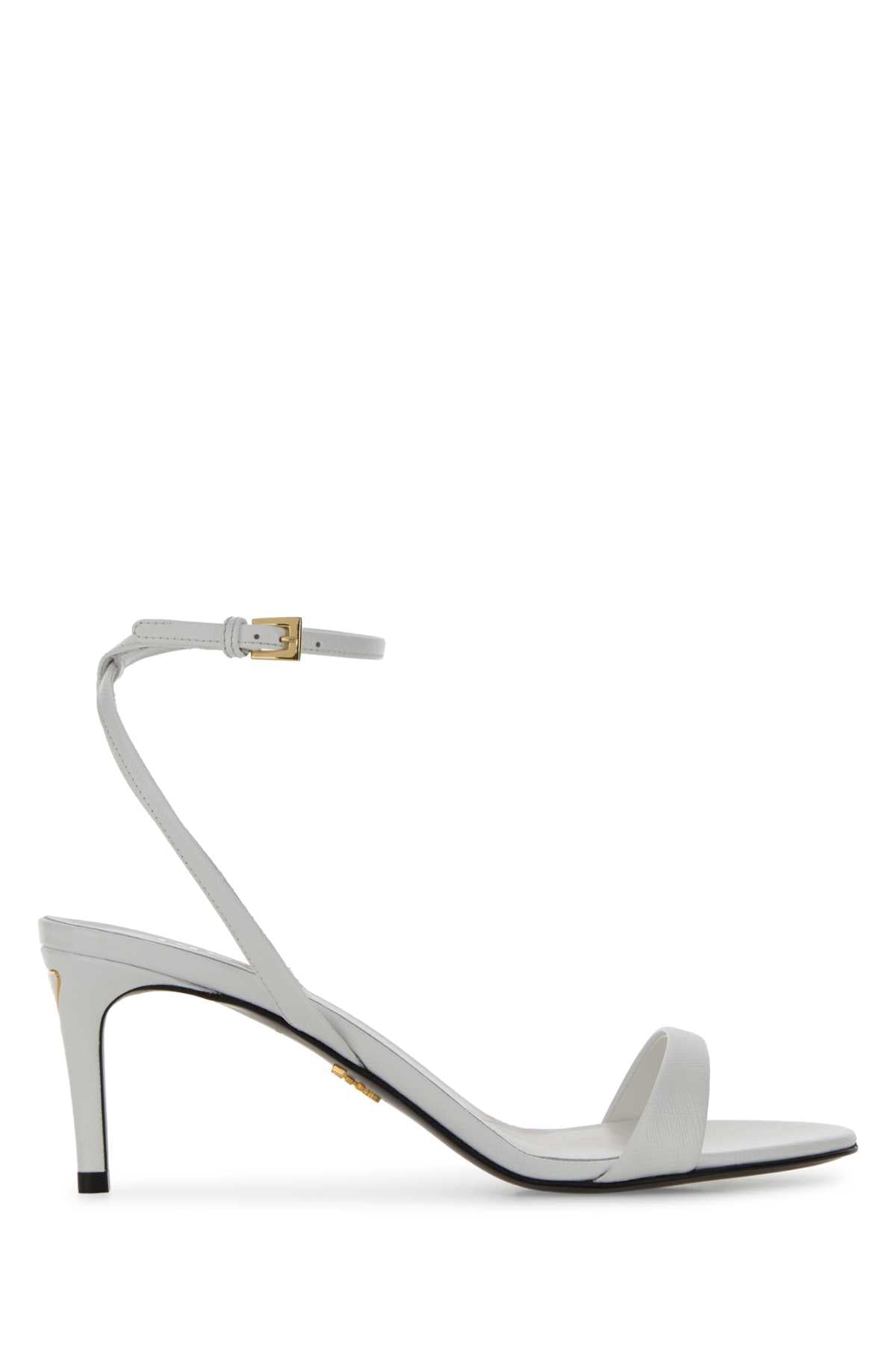 Prada Leather Ankle-Strap Sandal — White