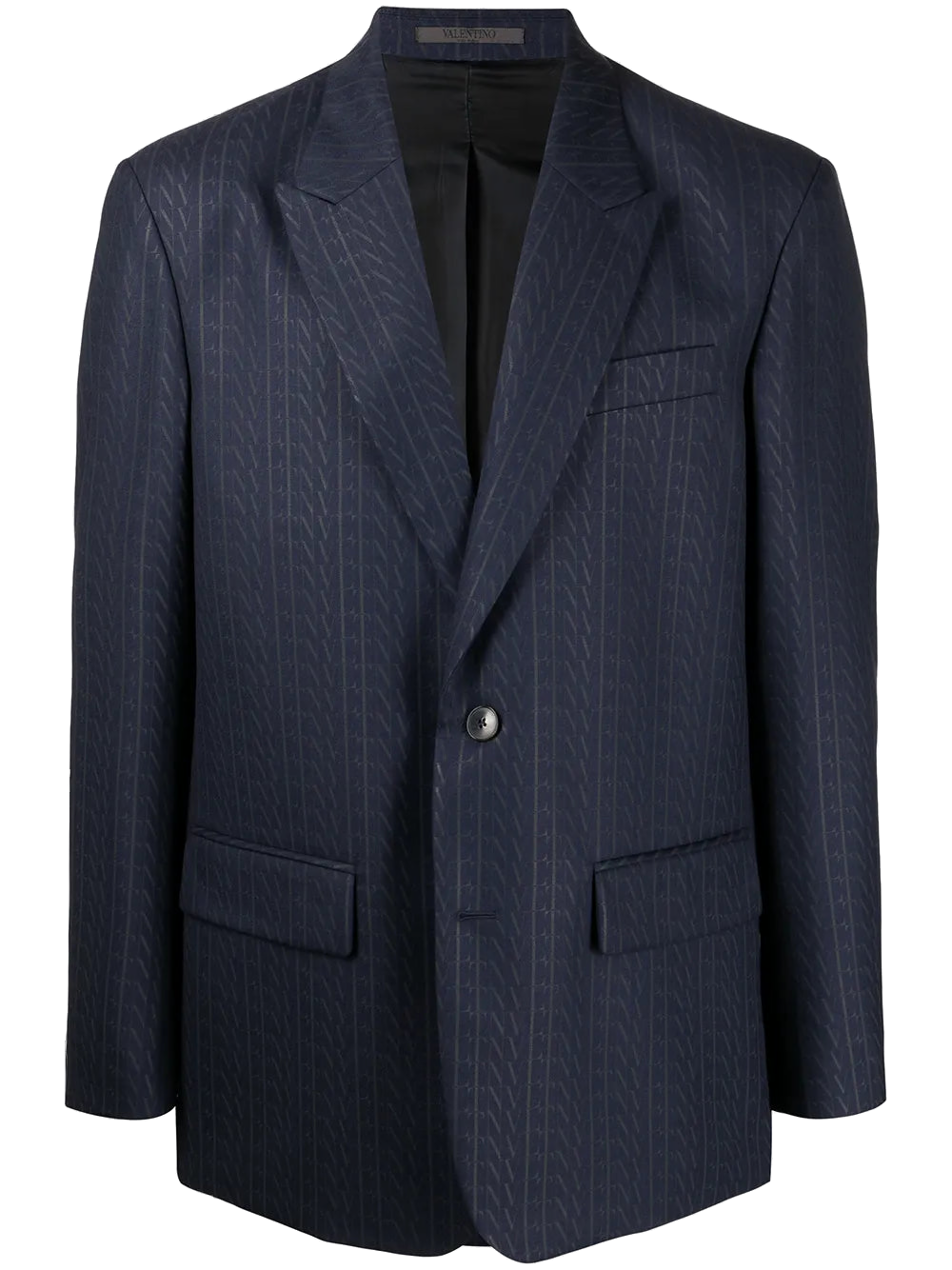 Valentino Pinstriped Wool Blazer — Navy