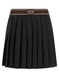Versace Medusa Jacquard Pleated Wool Skirt — Black