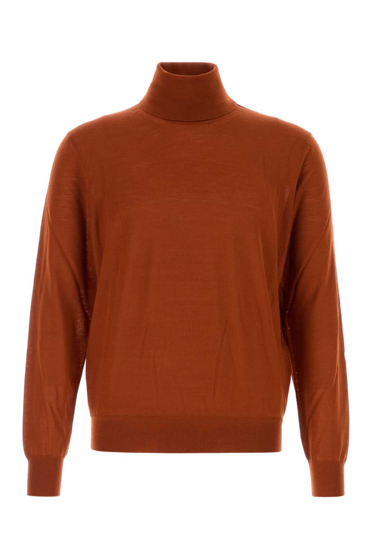 Saint Laurent Wool Turtleneck Sweater — Orange