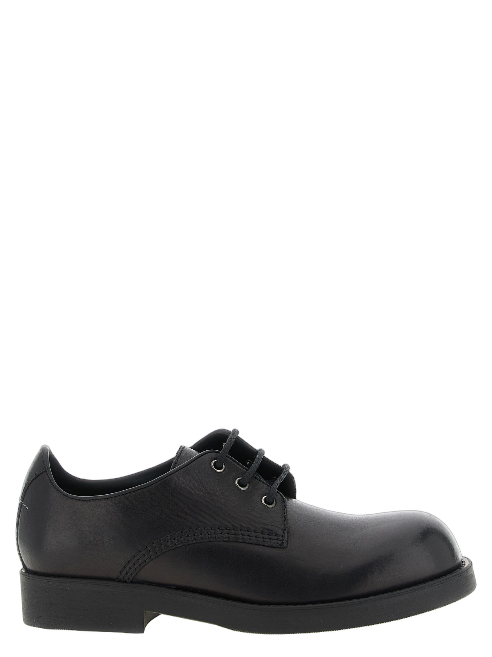 MM6 Maison Margiela Cowhide Lace-Up Flat — Black