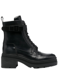 Ferragamo Chunky Leather Biker Boot — Black