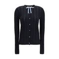 Marni Merino Wool and Silk with Bow Cardigan — Black