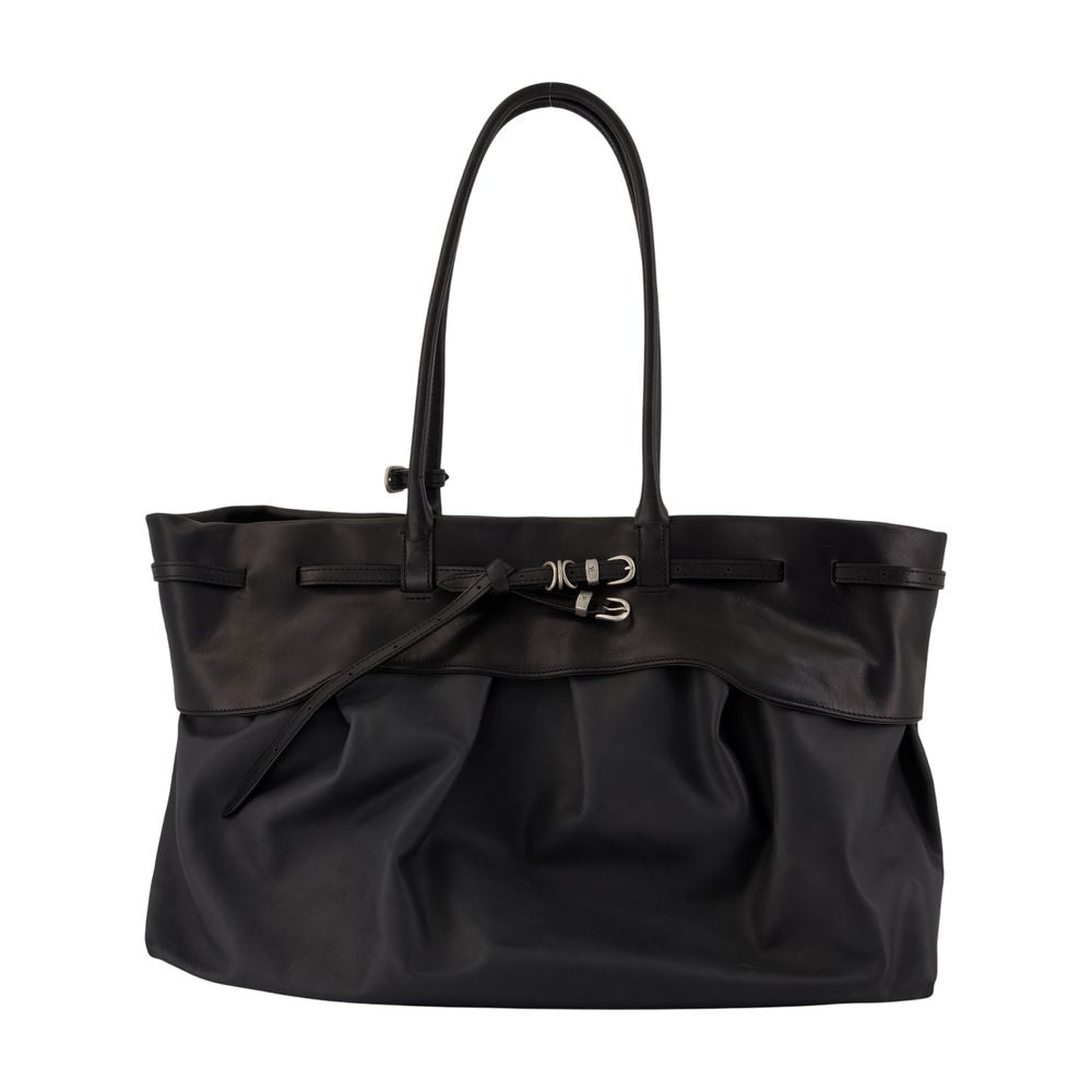 Margesherwood Layered Leather Tote Bag — Black