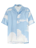 Moschino Cloud-Print Silk Shirt — Blue