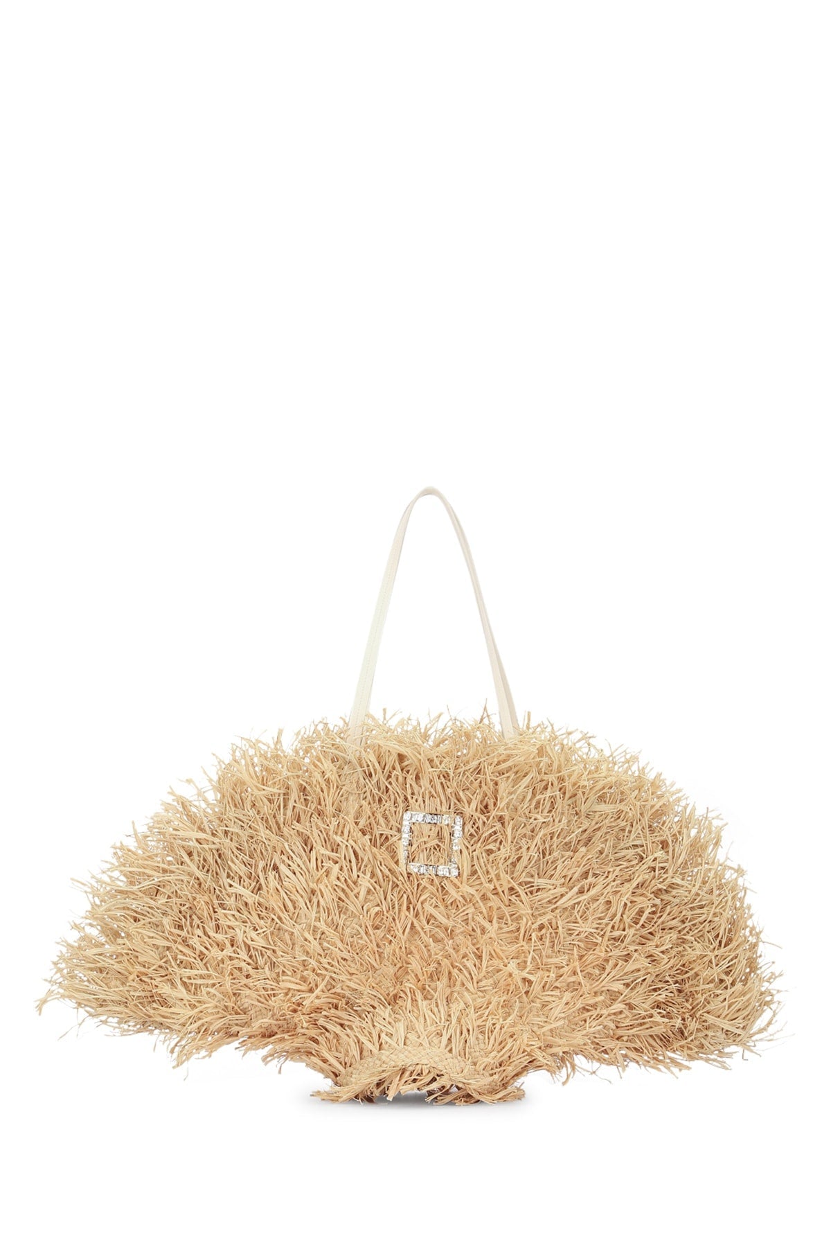 Roger Vivier Straw Shoulder Bag — Beige