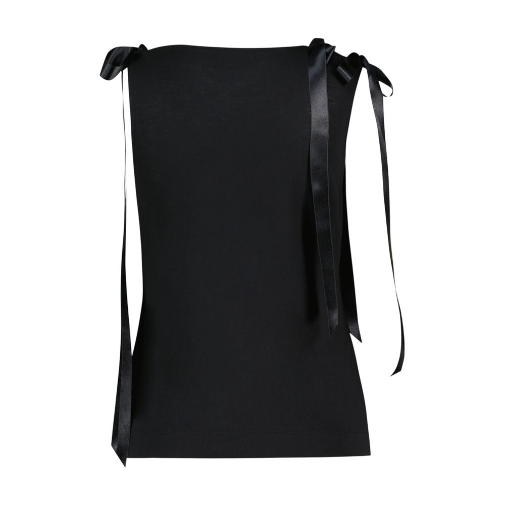 Simone Rocha Ribbon-Tie Detail Tank Top — Black