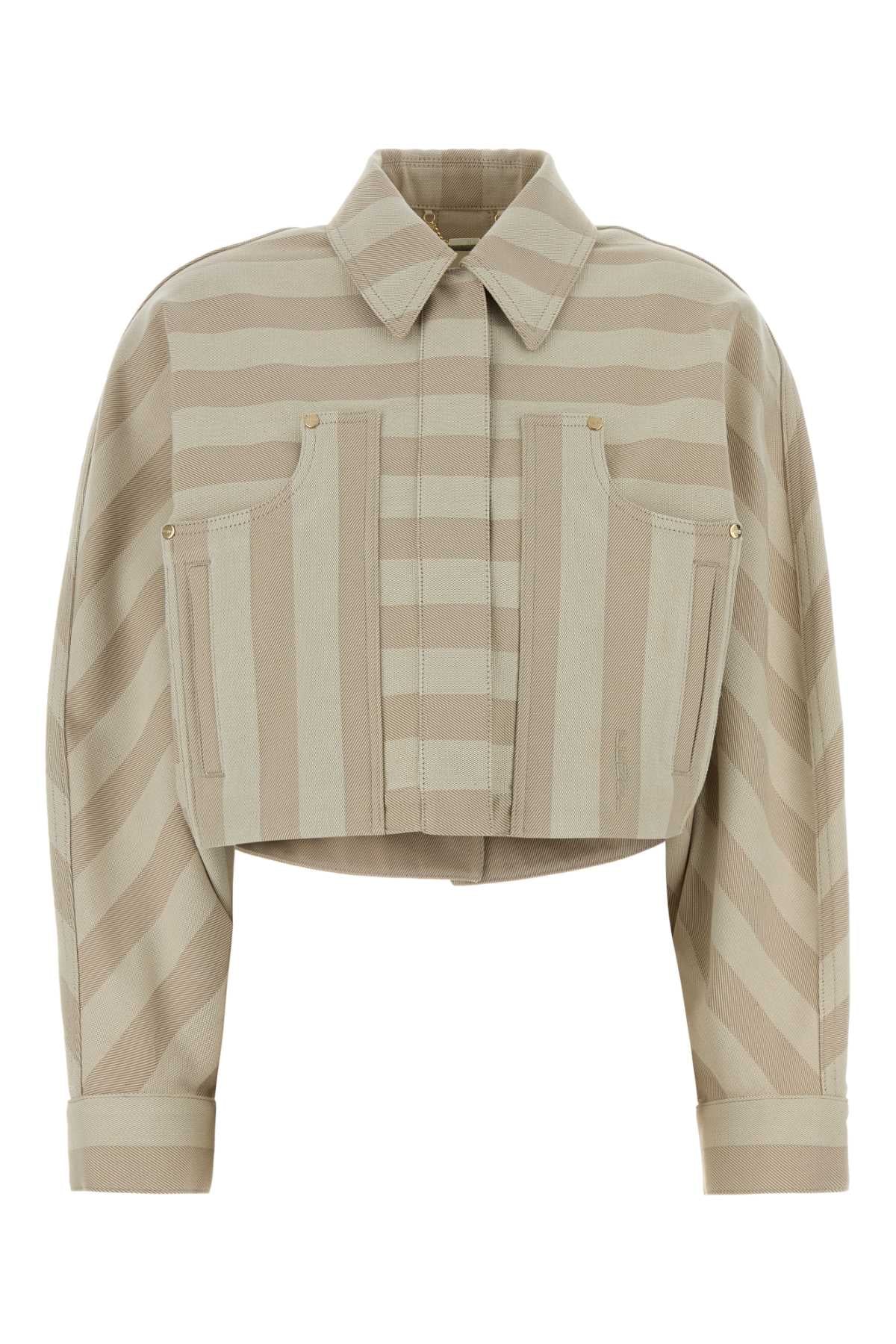 Fendi Striped Cotton Jacket — Beige