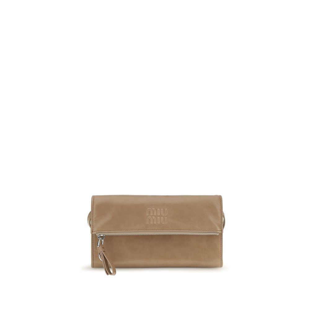 Miu Miu Calf Leather Wallet — Beige