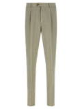 Brunello Cucinelli Garment-Dyed Linen Trousers — Green