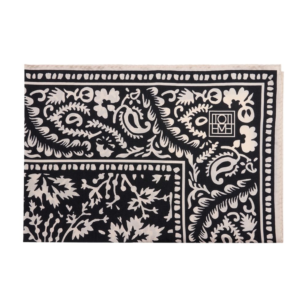 Toteme Lace-Patterned Silk Scarf — Black