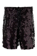 Dries Van Noten Sequin-Embellished Bermuda Shorts — Burgundy