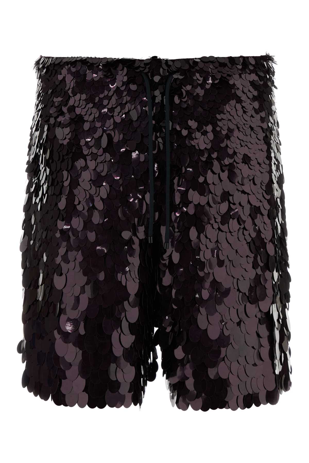 Dries Van Noten Sequin-Embellished Bermuda Shorts — Burgundy
