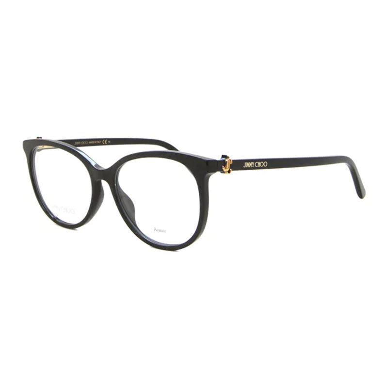 Jimmy Choo JC3090DXF00 Logo-Embellished Acetate Eyeglasses — Black