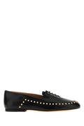 Jil Sander Gold-Studded Leather Flat — Black
