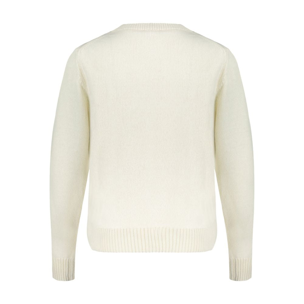 Ganni Wool-Blend Ribbed Sweatshirt — Cream