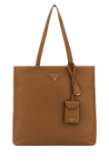 Prada Vitello Leather Tote Bag — Brown