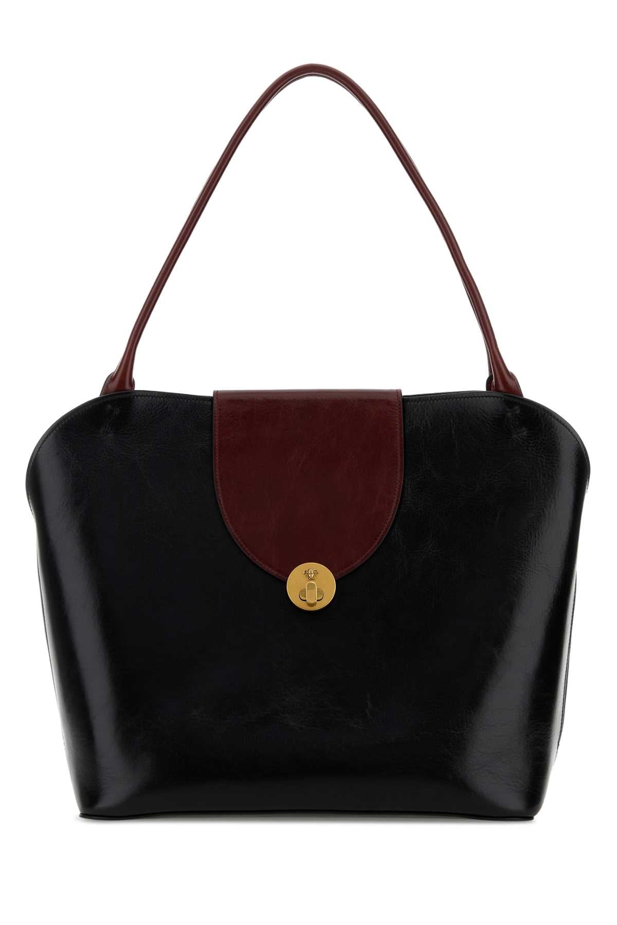 Versace Two-Tone Calf Leather Shoulder Bag — Black