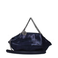 Stella McCartney Metallic Eco Suede Shoulder Bag — Navy