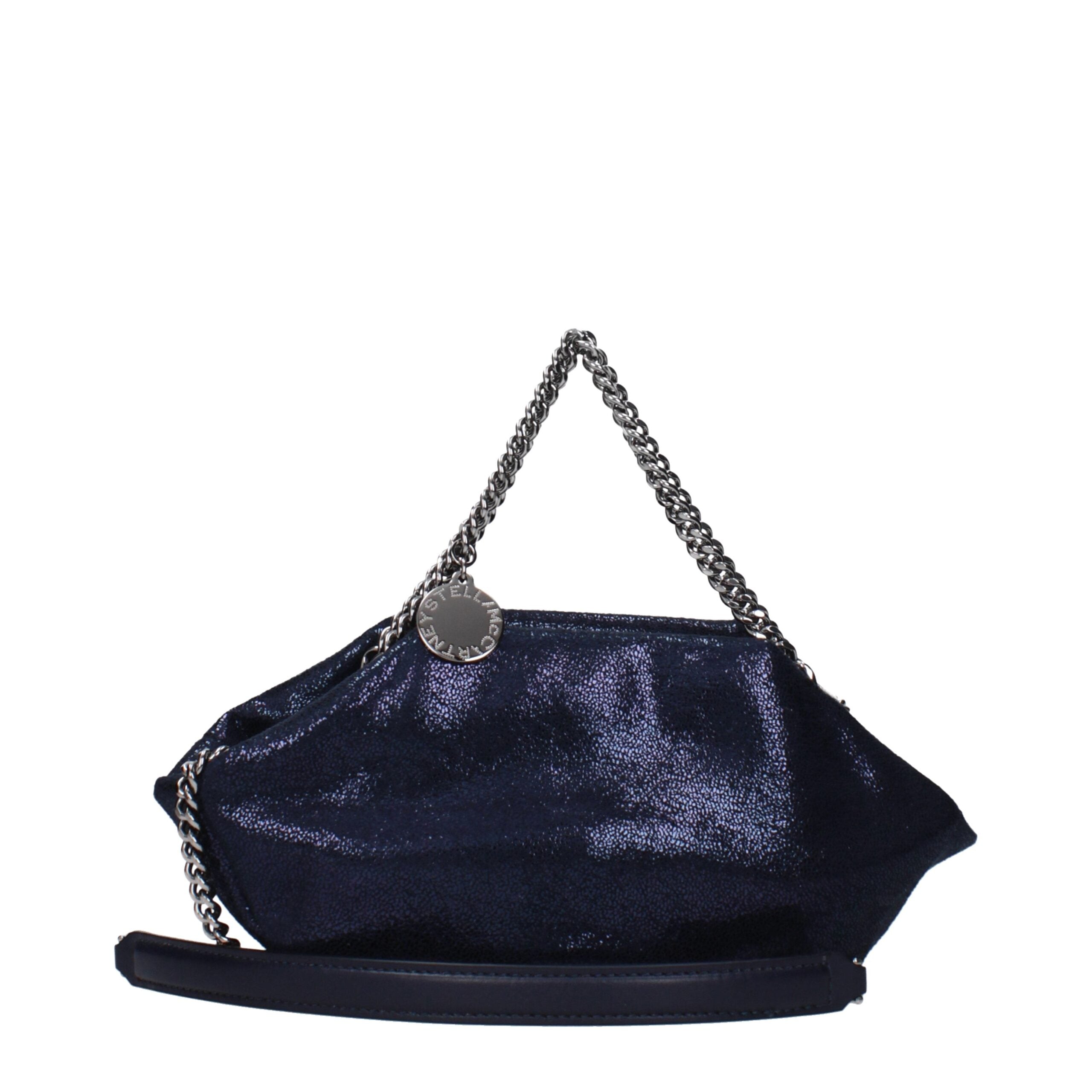 Stella McCartney Metallic Eco Suede Shoulder Bag — Navy