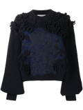 Valentino Embroidered Wool Sweater — Navy