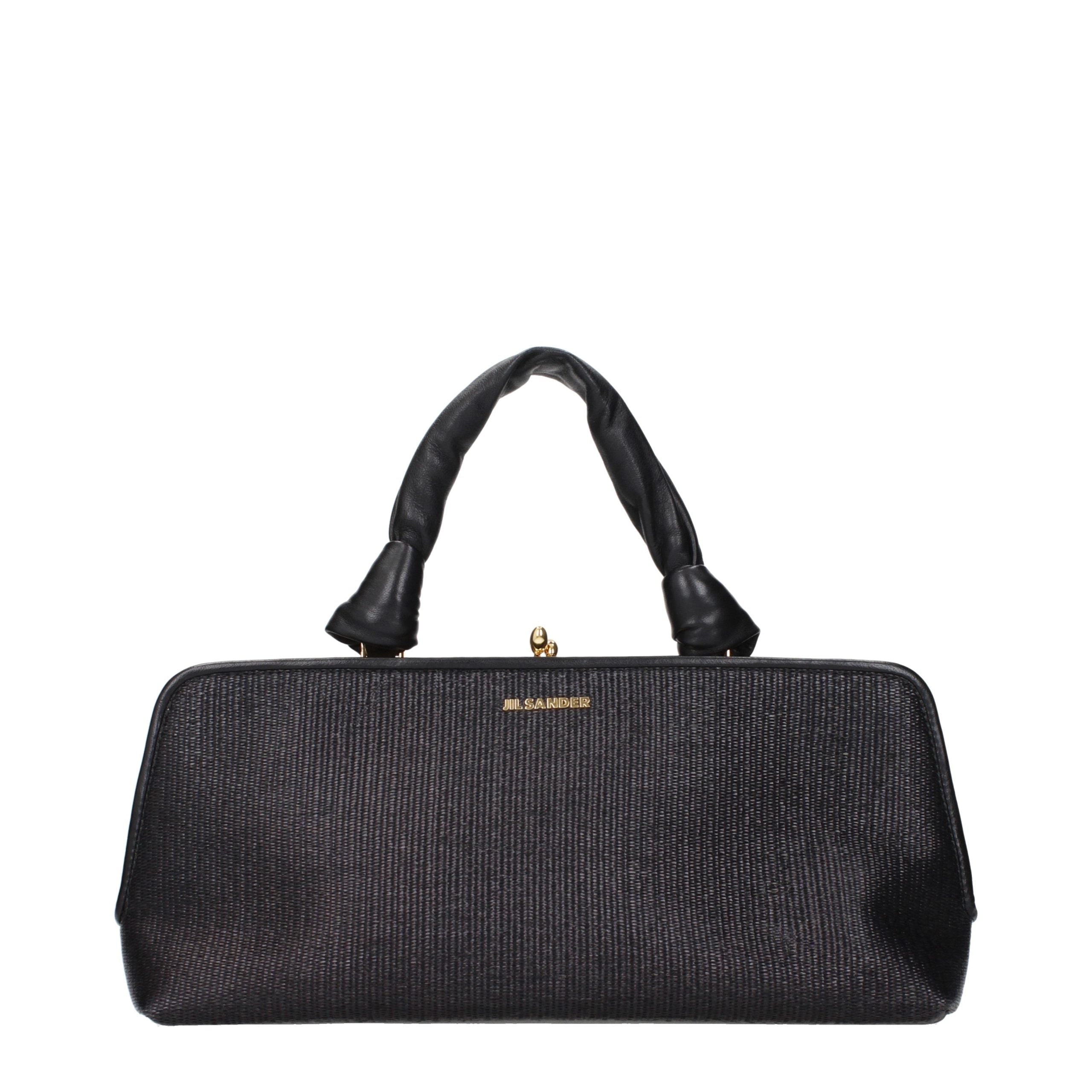 Jil Sander Raffia Handbag — Black