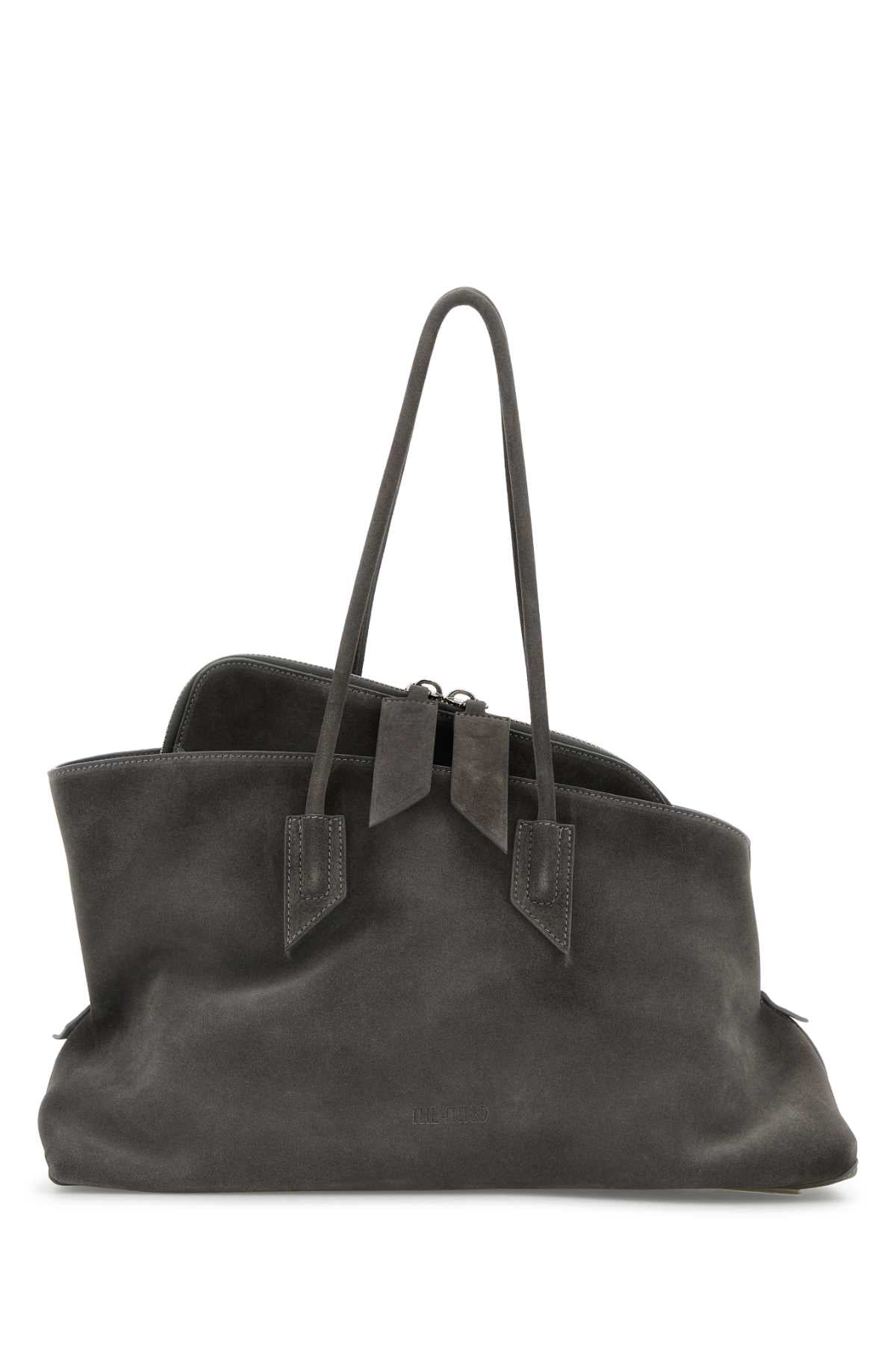 The Attico Suede Shoulder Shoulder Bag — Gray